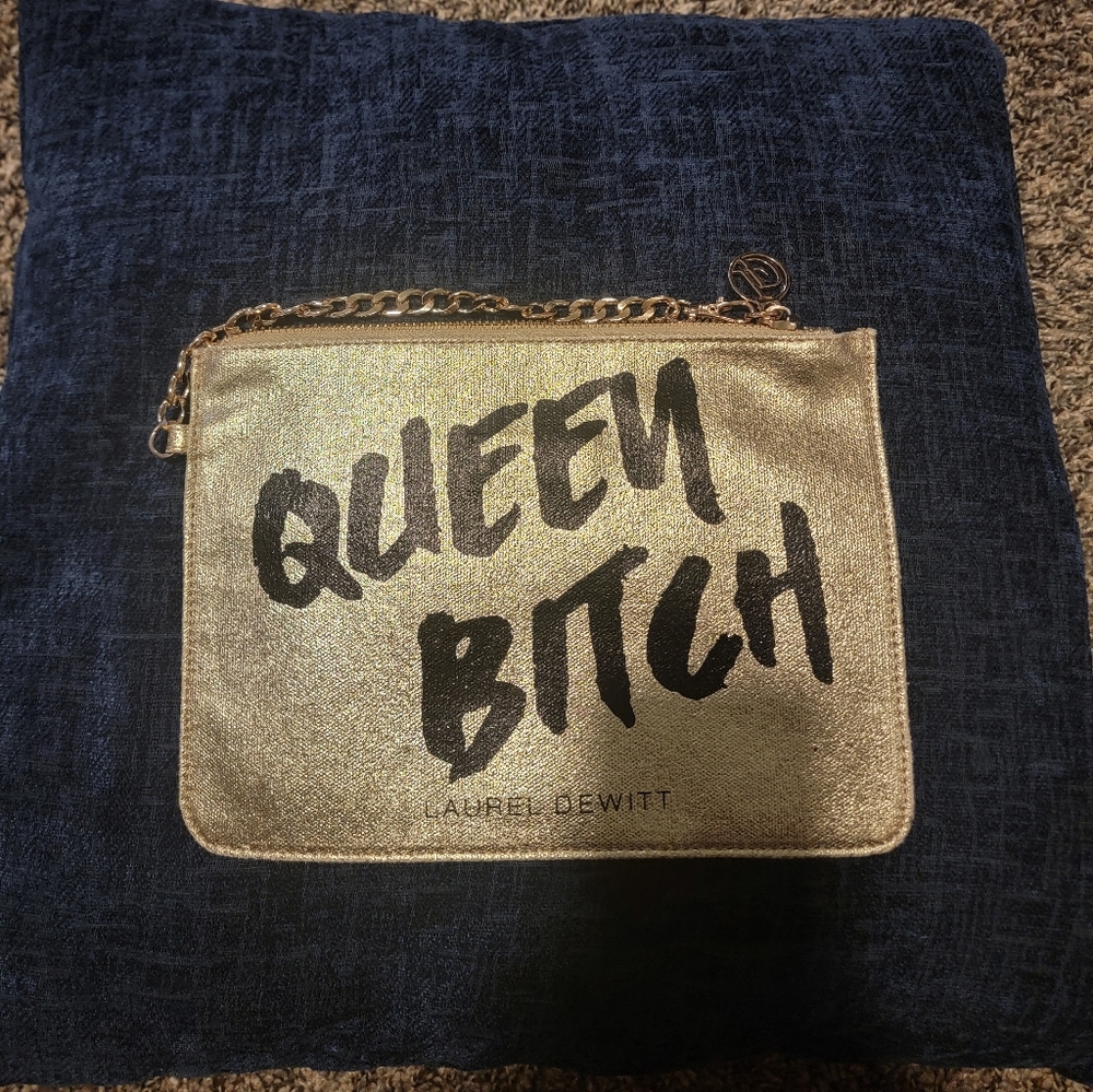 Laurel Dewitt Metalic & Chain Wristlet EUC